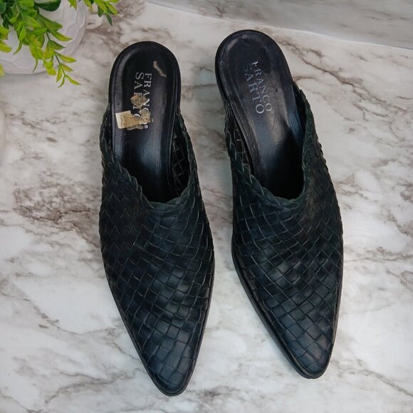 FRANCO SARTO Women's Black Leather Western Cowgirl Clogs Mules Slip On Size 8M - Picture 2 of 10